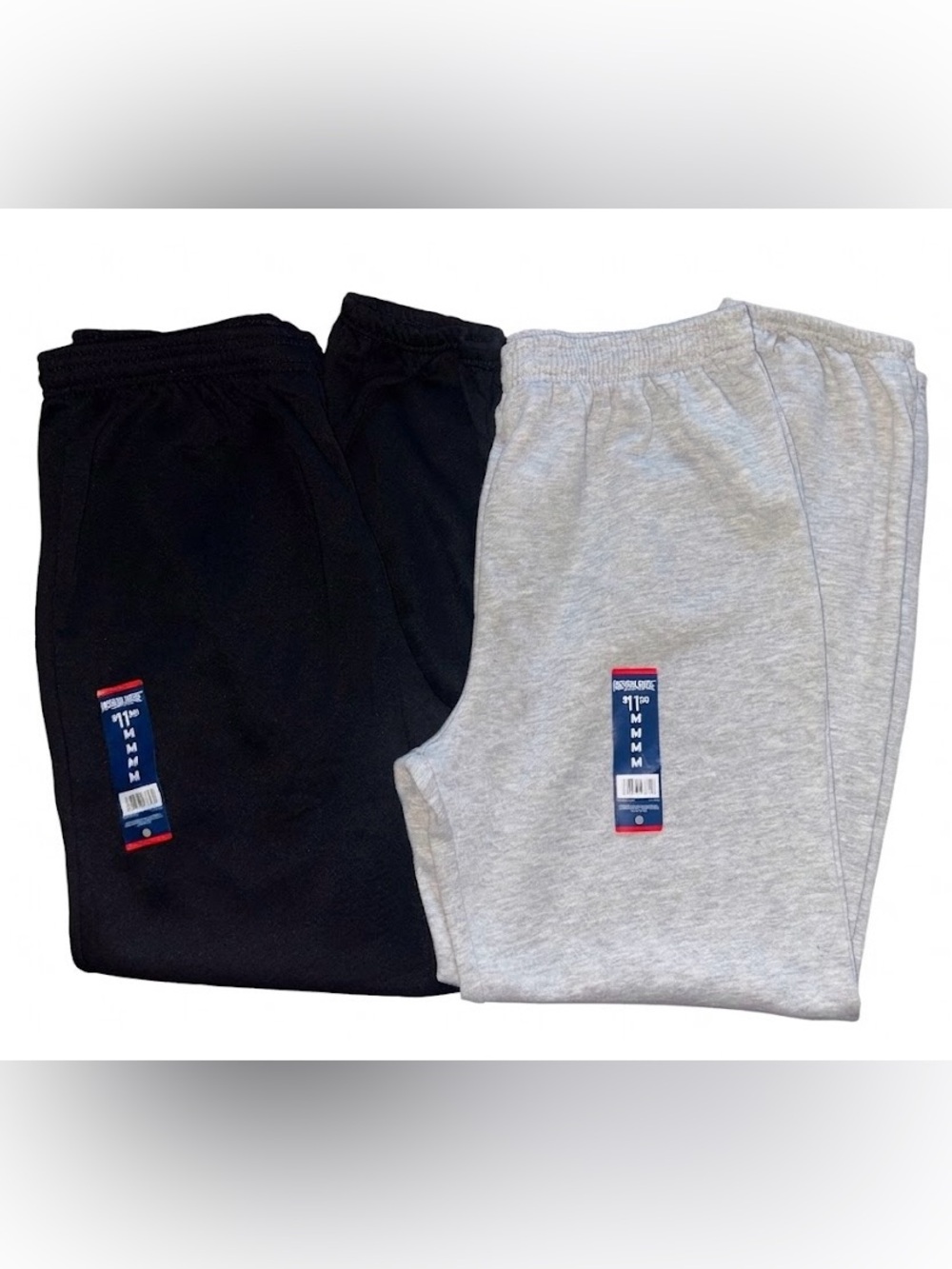 NWT🏷️ Men's Fleece Drawstring Joggers - Black & Light Gray - Size M